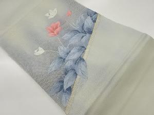 絽花葉模様織出し名古屋帯